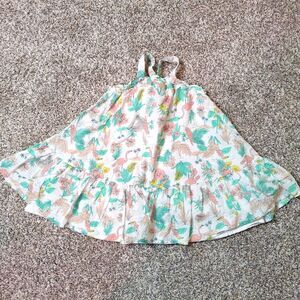 Joie 3T Toddler Girl Beautiful Flamingo Dress Tropical Sleeveless Criss Cross